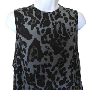Topshop Animal Print Tunic Long Black & Gray Sleeveless Side Slits EUC Sz 8
